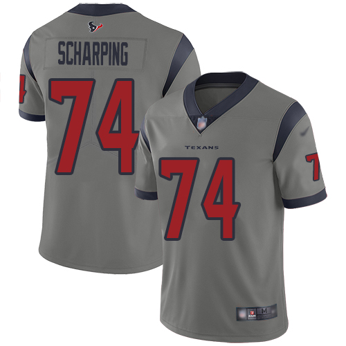 Houston Texans Limited Gray Men Max Scharping Jersey NFL Football #74 Inverted Legend->houston texans->NFL Jersey